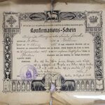 베를린 보헤미야 베들레헴 교회의 1908년도 입교증서(Ein Konfirmationszeugnis von 1908)